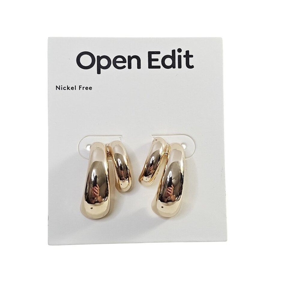 Bold Polish Gold Statement Stud Earrings By Open Edit  Statement Glam‎ Gold $35